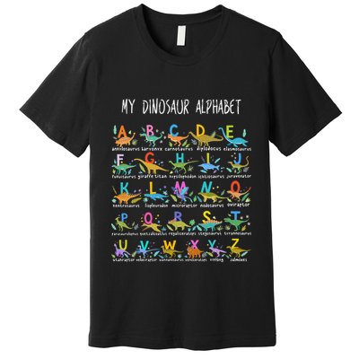 Types Of Dinosaurs Alphabet AZ ABC Dino Premium T-Shirt