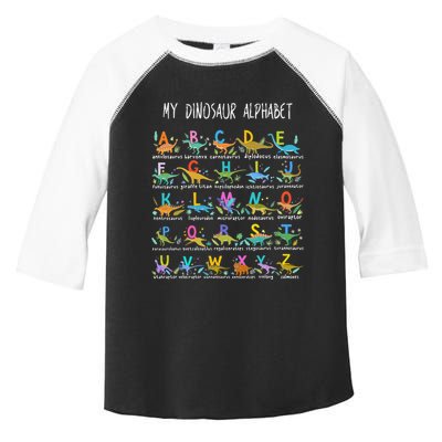 Types Of Dinosaurs Alphabet AZ ABC Dino Toddler Fine Jersey T-Shirt