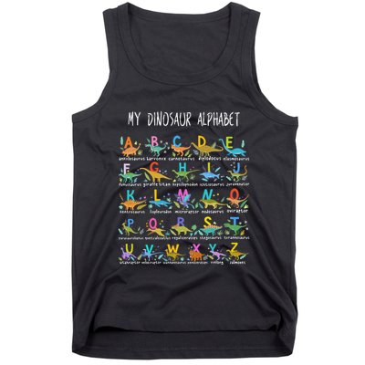 Types Of Dinosaurs Alphabet AZ ABC Dino Tank Top