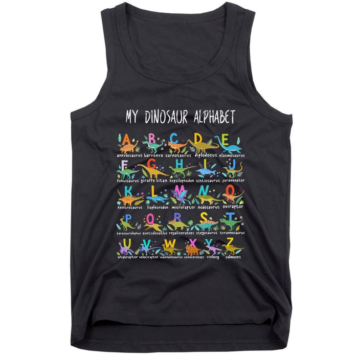 Types Of Dinosaurs Alphabet AZ ABC Dino Tank Top