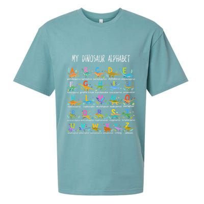 Types Of Dinosaurs Alphabet AZ ABC Dino Sueded Cloud Jersey T-Shirt