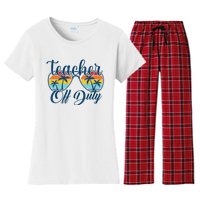 Teacher Off Duty Last Day Of School Summer Teacher Mode Off Women's Flannel Pajama Set