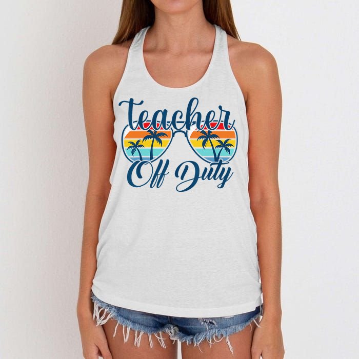 Teacher Off Duty Last Day Of School Summer Teacher Mode Off Women's Knotted Racerback Tank