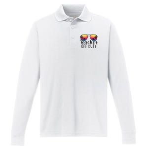 Teacher Off Duty Last Day Of School Teacher Summer Performance Long Sleeve Polo