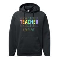 Teacher Off Duty Hello Summer Funny End of School Year Performance Fleece Hoodie