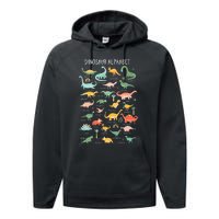 Types Of Dinosaurs Alphabet Identification Back To School Performance Fleece Hoodie