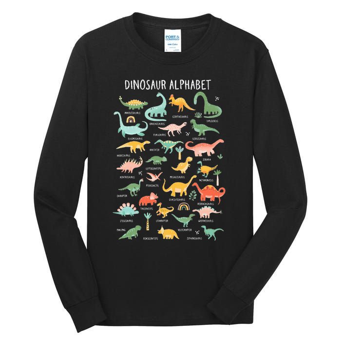 Types Of Dinosaurs Alphabet Identification Back To School Tall Long Sleeve T-Shirt