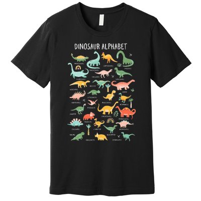 Types Of Dinosaurs Alphabet Identification Back To School Premium T-Shirt