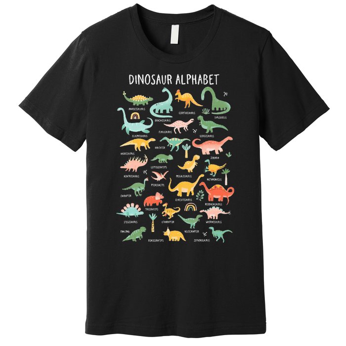 Types Of Dinosaurs Alphabet Identification Back To School Premium T-Shirt