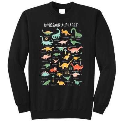 Types Of Dinosaurs Alphabet Identification Back To School Tall Sweatshirt