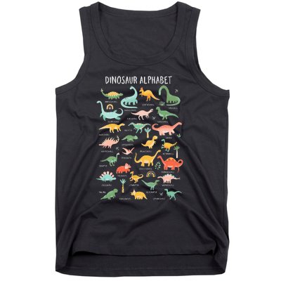 Types Of Dinosaurs Alphabet Identification Back To School Tank Top