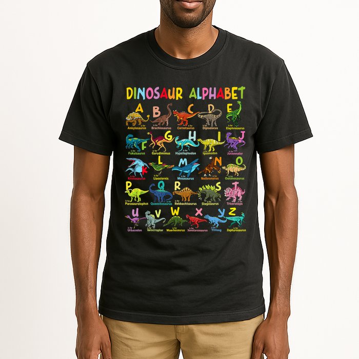 Types Of Dinosaurs Alphabet A Z Abc Dino Identification Tall T-Shirt