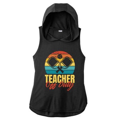 Teacher Off Duty Pickleball Ladies PosiCharge Tri-Blend Wicking Draft Hoodie Tank