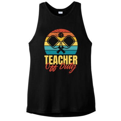 Teacher Off Duty Pickleball Ladies PosiCharge Tri-Blend Wicking Tank