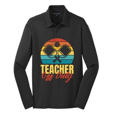 Teacher Off Duty Pickleball Silk Touch Performance Long Sleeve Polo