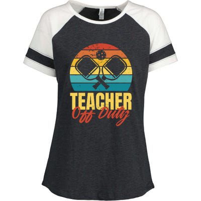 Teacher Off Duty Pickleball Enza Ladies Jersey Colorblock Tee