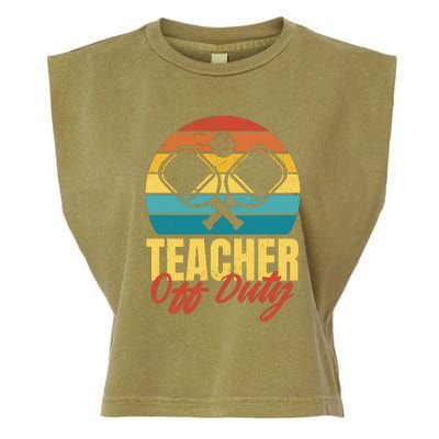 Teacher Off Duty Pickleball Garment-Dyed Women's Muscle Tee