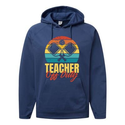 Teacher Off Duty Pickleball Performance Fleece Hoodie