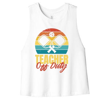 Teacher Off Duty Pickleball Women's Racerback Cropped Tank