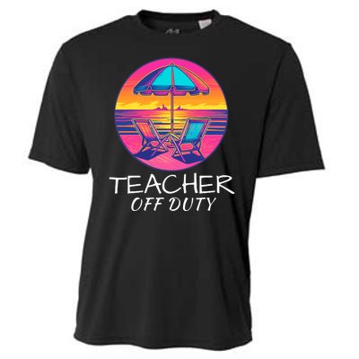 Teacher Off Duty, Last Day Of School, Funny Teacher Summer, Beach Life Cooling Performance Crew T-Shirt