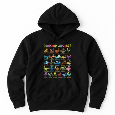 Types Of Dinosaurs Alphabet AZ ABC Dino Identification Fun Hoodie