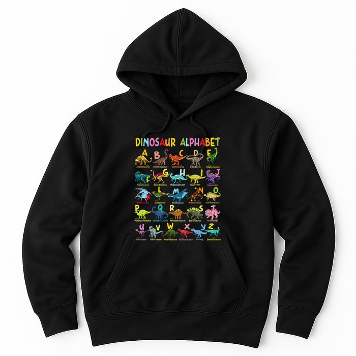 Types Of Dinosaurs Alphabet AZ ABC Dino Identification Fun Hoodie