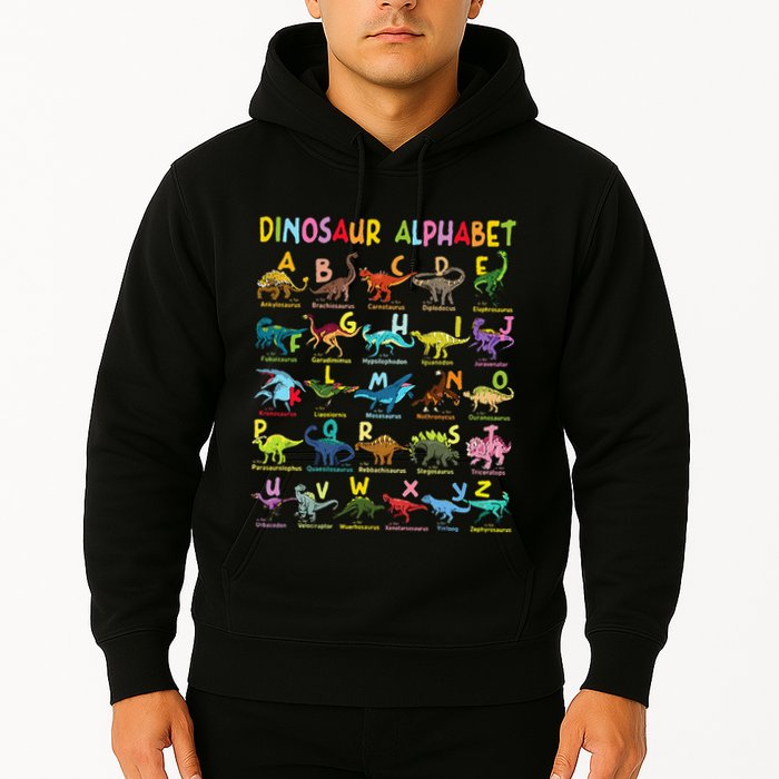 Types Of Dinosaurs Alphabet AZ ABC Dino Identification Fun Hoodie