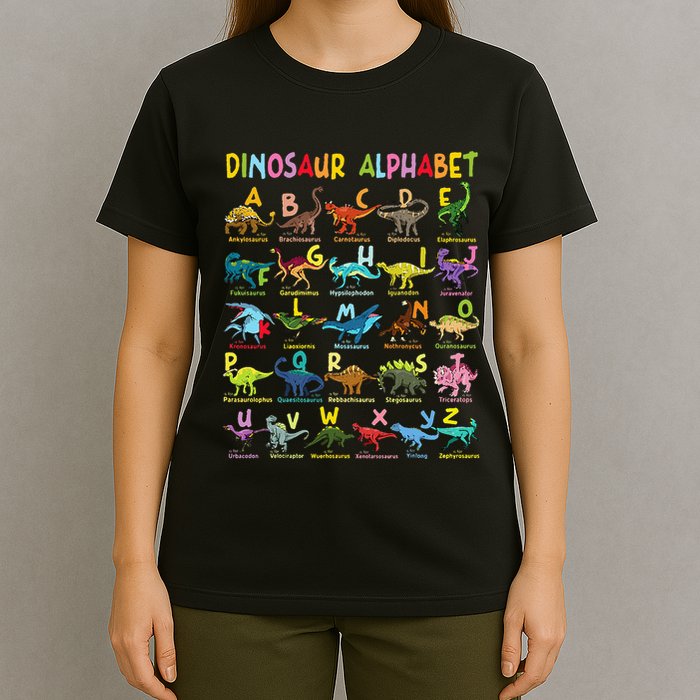 Types Of Dinosaurs Alphabet AZ ABC Dino Identification Fun T-Shirt