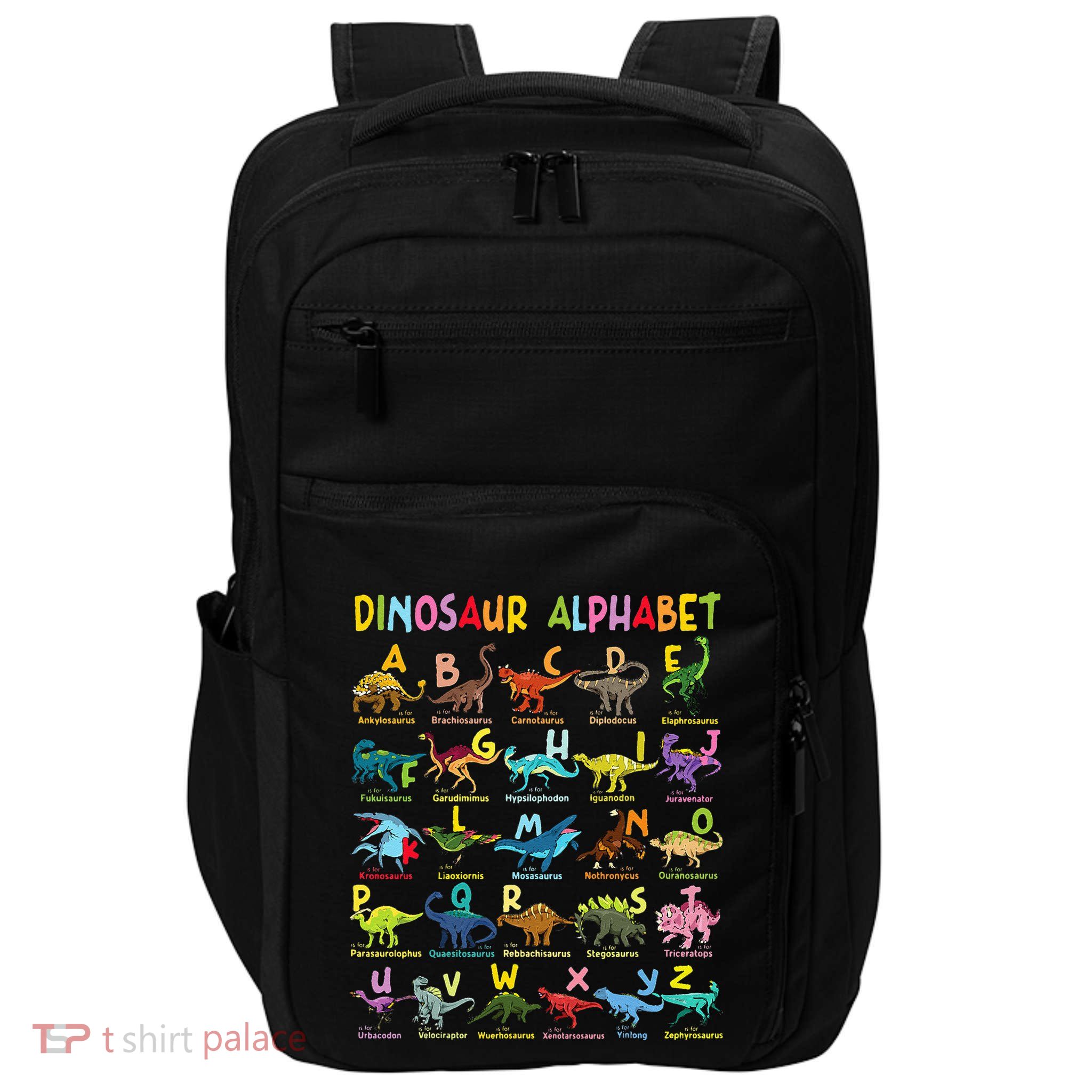 Types Of Dinosaurs Alphabet AZ ABC Dino Identification Fun Impact Tech Backpack