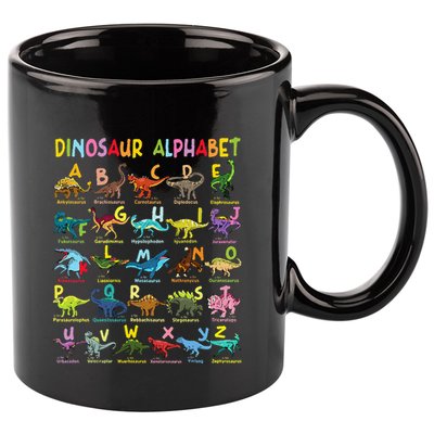Types Of Dinosaurs Alphabet AZ ABC Dino Identification Fun 11oz C Handle Ceramic Mug