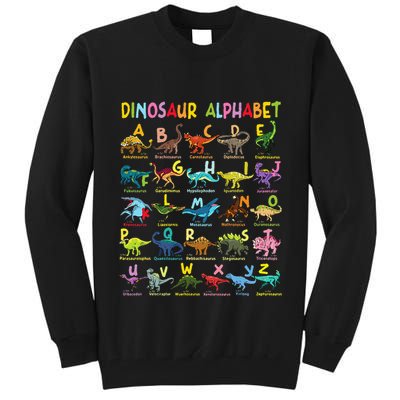 Types Of Dinosaurs Alphabet AZ ABC Dino Identification Fun Tall Sweatshirt