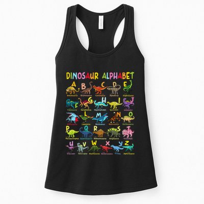 Types Of Dinosaurs Alphabet AZ ABC Dino Identification Fun Womens Tank Top