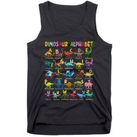 Types Of Dinosaurs Alphabet AZ ABC Dino Identification Fun Tank Top