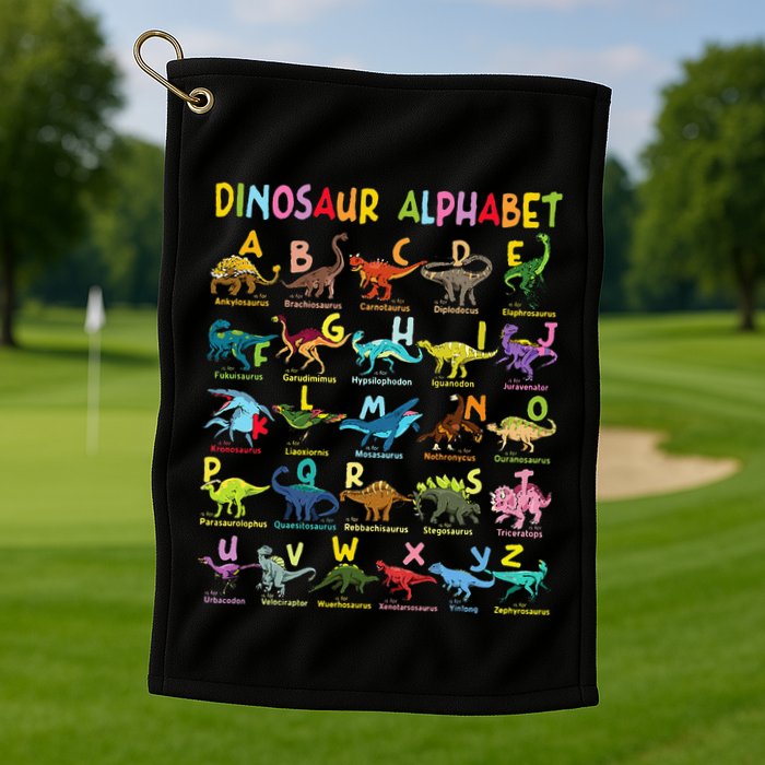 Types Of Dinosaurs Alphabet AZ ABC Dino Identification Fun Golf Towel