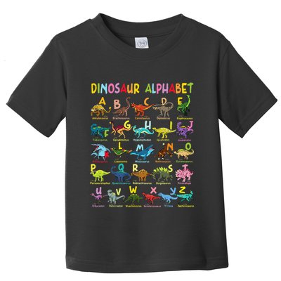 Types Of Dinosaurs Alphabet AZ ABC Dino Identification Fun Toddler T-Shirt