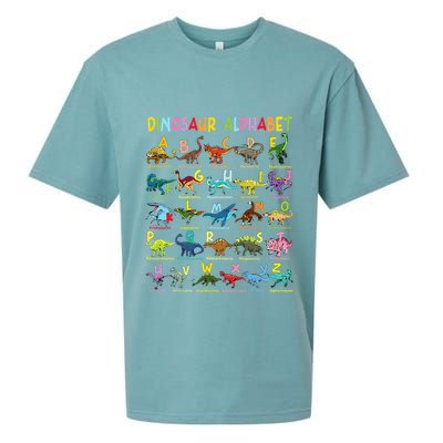 Types Of Dinosaurs Alphabet AZ ABC Dino Identification Fun Sueded Cloud Jersey T-Shirt