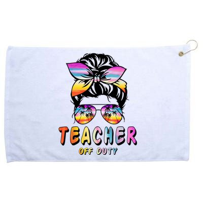 Teacher Off Duty Messy Bun Rainbow Sunglasses End Of School Grommeted Golf Towel