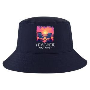 Teacher Off Duty, Last Day Of School, Funny Teacher Summer, Beach Sunset Life Cool Comfort Performance Bucket Hat