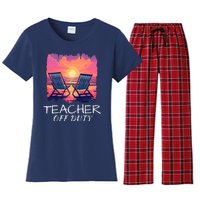 Teacher Off Duty, Last Day Of School, Funny Teacher Summer, Beach Sunset Life Women's Flannel Pajama Set