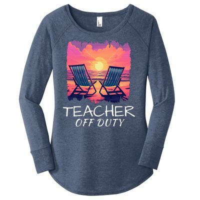 Teacher Off Duty, Last Day Of School, Funny Teacher Summer, Beach Sunset Life Women's Perfect Tri Tunic Long Sleeve Shirt