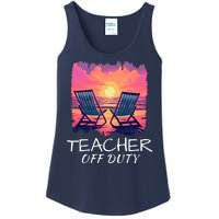 Teacher Off Duty, Last Day Of School, Funny Teacher Summer, Beach Sunset Life Ladies Essential Tank