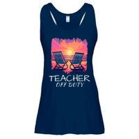 Teacher Off Duty, Last Day Of School, Funny Teacher Summer, Beach Sunset Life Ladies Essential Flowy Tank