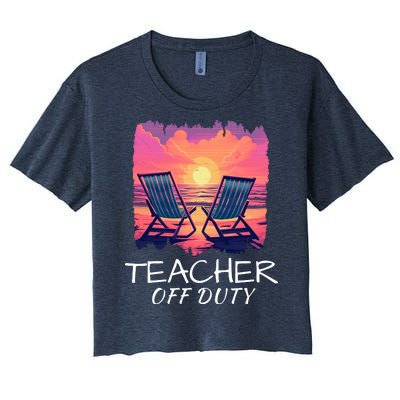 Teacher Off Duty, Last Day Of School, Funny Teacher Summer, Beach Sunset Life Women's Crop Top Tee