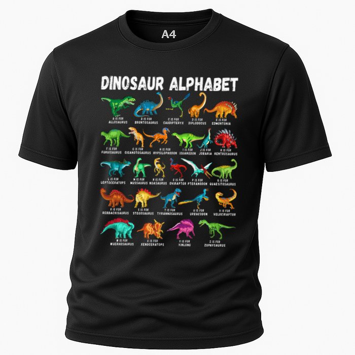 Types Of Dinosaurs Alphabet AZ ABC Dino Identification Performance Shirt
