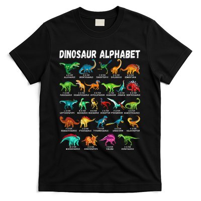 Types Of Dinosaurs Alphabet AZ ABC Dino Identification T-Shirt