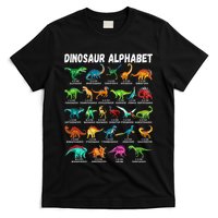 Types Of Dinosaurs Alphabet AZ ABC Dino Identification T-Shirt