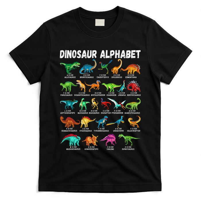 Types Of Dinosaurs Alphabet AZ ABC Dino Identification T-Shirt