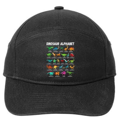 Types Of Dinosaurs Alphabet AZ ABC Dino Identification 7-Panel Snapback Hat