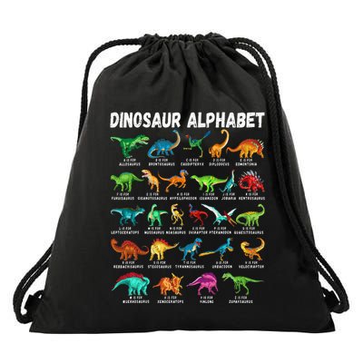 Types Of Dinosaurs Alphabet AZ ABC Dino Identification Drawstring Bag