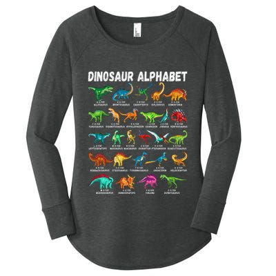 Types Of Dinosaurs Alphabet AZ ABC Dino Identification Women's Perfect Tri Tunic Long Sleeve Shirt